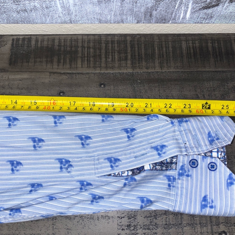 Robert Graham Hockney Cotton Stretch Skull Pinstripe Classic Fit Button Down SZM - Picture 12 of 13